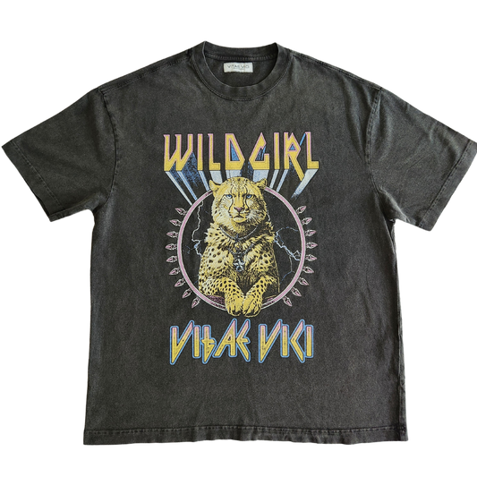 Wild Girl tee in retro gray
